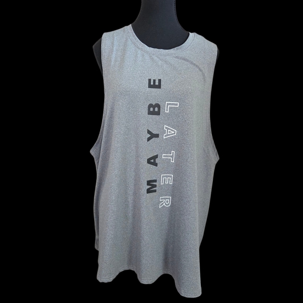 SHEIN Gray Muscle Tee with Bold Print Size 2XL